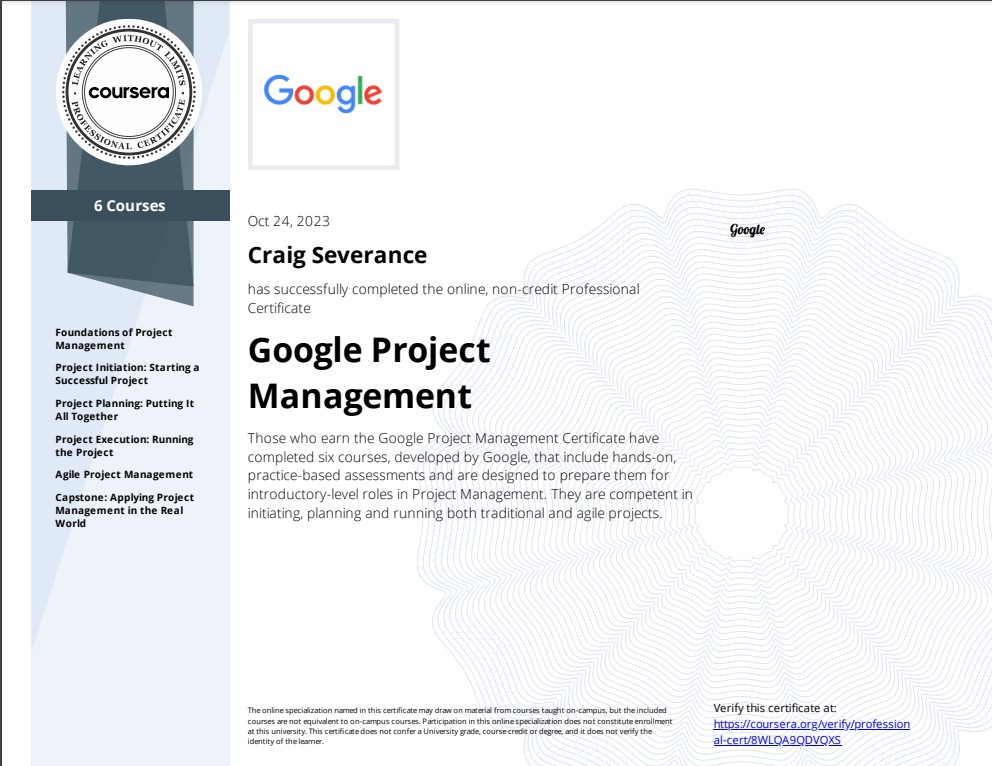 Google Project Management Professional PMP Certification 10 2023